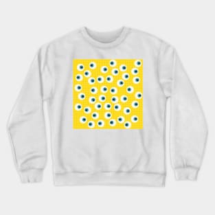 Cute Blue Eyes on Yellow Background Crewneck Sweatshirt